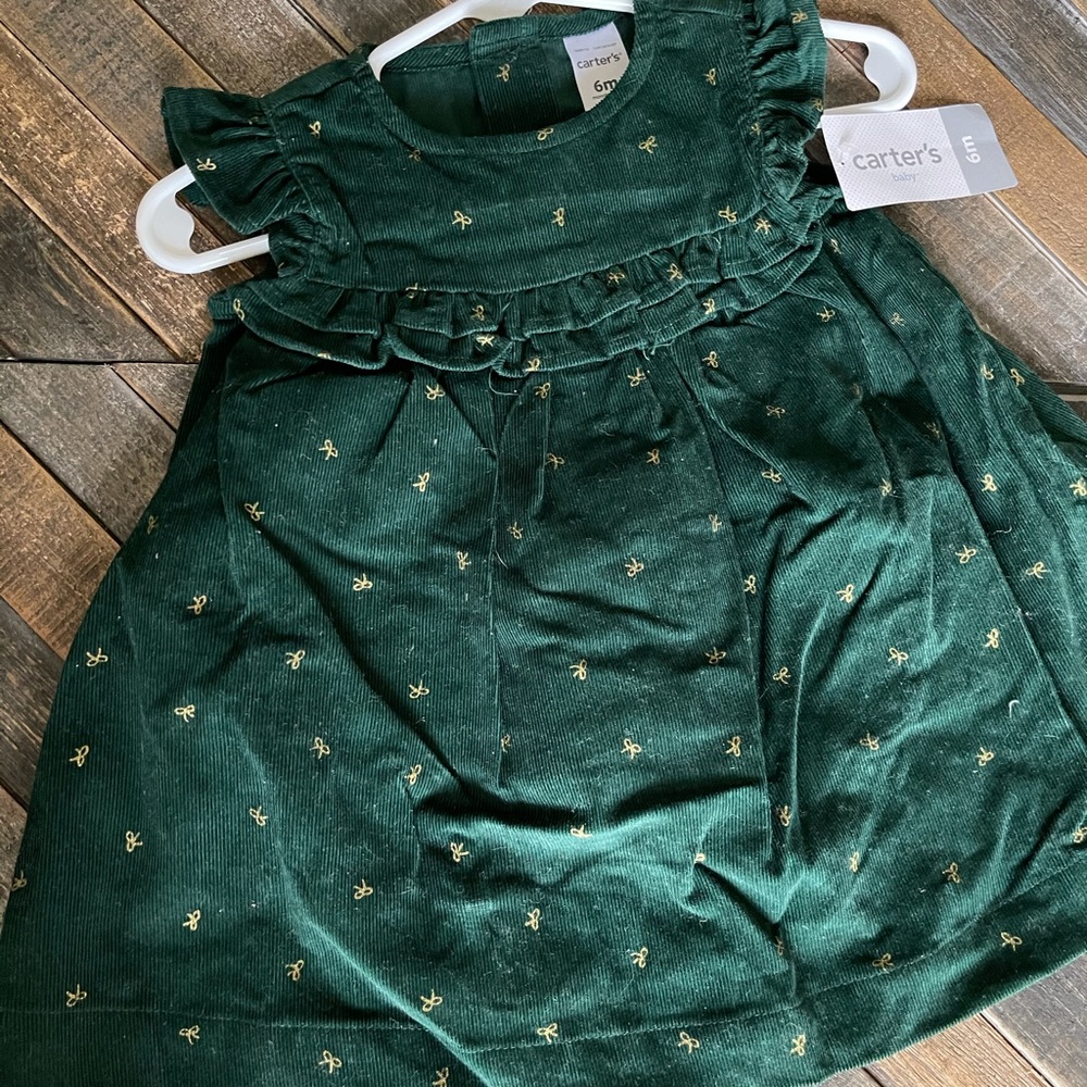Green corduroy holiday dress